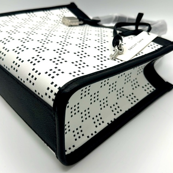 Marc Jacobs Mini Grind Cotton Perforated Leather Crossbody Tote Bag Purse - Picture 7 of 11